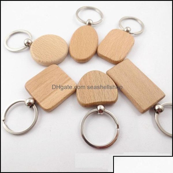 Schmuck 6 Designs Blank Holz Schlüsselanhänger Rec Herz Runde DIY Schnitzerei Schlüsselanhänger Holz Schlüsselanhänger Tags Geschenke Drop Lieferung 2021 Schlüsselanhänger Fash Dhlfc