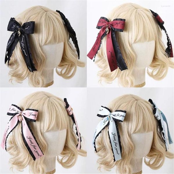Party Supplies Süße Mädchen Japanische Gothic Schwarze Spitze Lolita Band Schleife Haarnadel JK Haar Seitenklammern Zubehör B2484