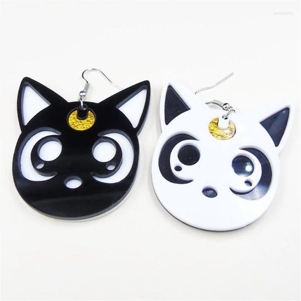 Brincos pendurados desenhos animados harajuku anime lua gato preto adorável cosplay gota joias acrílicas para mulheres fashion263s