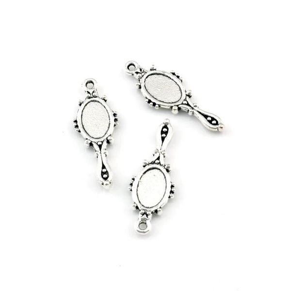 150 pçs / lote antigo liga de prata diabo espelho encantos pingentes para fazer jóias pulseira colar diy acessórios 10x27mm A-588194p