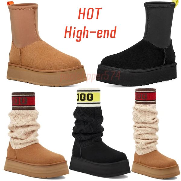 HOT Winter New Dipper Boot Ultra Mini Platform Damen Klassischer Plateaustiefel Australische Hausschuhe Designer Tazz Fur Ugglie Boots Hausschuhe Knöchel Sherpa Pullover