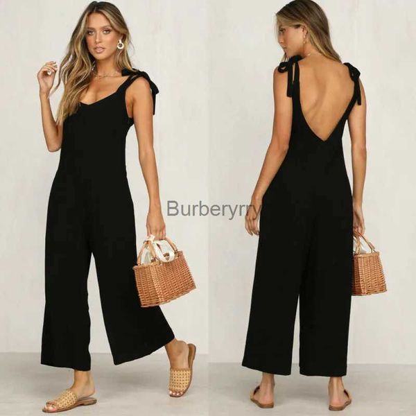 Damen Jumpsuits Strampler Strampler 2020 Sommer neue Frauen Casual Lose Leinen Baumwolle Overall Ärmellos Rückenfrei Playsuit Hosen OverallsL231005