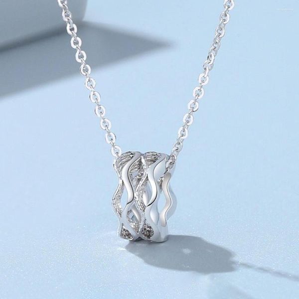 Цепочки из настоящей чистой платины 950, женская цепочка с подвеской в форме морской волны и круглым звеном, ожерелье 4,6-4,8 г