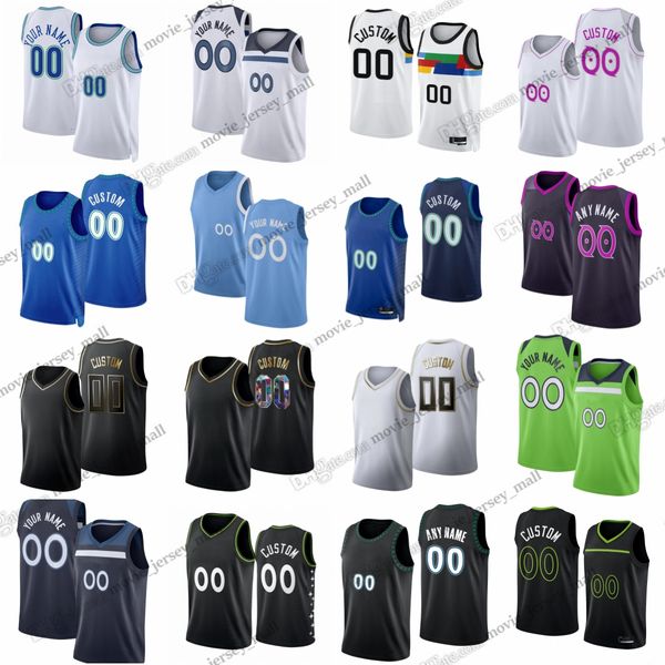 Personalizado impresso 2023-24 novas camisas de basquete Rudy Gobert Mike Conley Wendell Moore Jaden McDaniels Luka Garza Karl-Anthony Towns Tyrese Martin Edwards Josh Minott