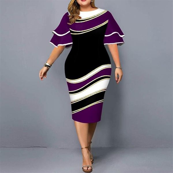 Plus size vestidos outono moda elegante retalhos magro pluse vestido feminino sexy festa bodycon vintage alargamento manga265e