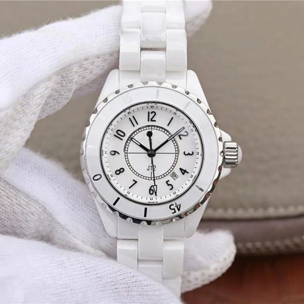 AAA Armbanduhren Echte Keramik Schwarz Weiß Ceramica Uhr Männer Frauen Mode Einfache Quarz Dame Elegante Business Kleid Watche