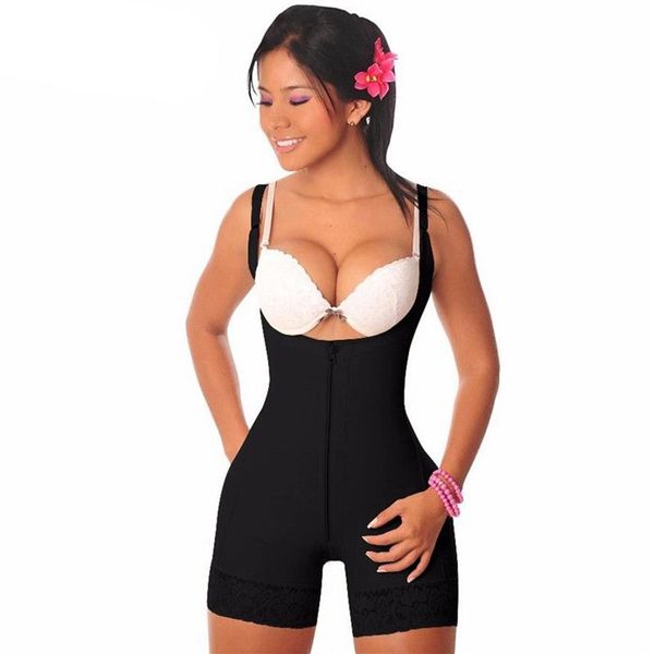 Spitzensaum Ganzkörperformer Unterbrust Abnehmen Taillentrainer Shapewear Bauchkontrolle Unterwäsche Kolbenheber Latex Reißverschluss Body Shaper f323n