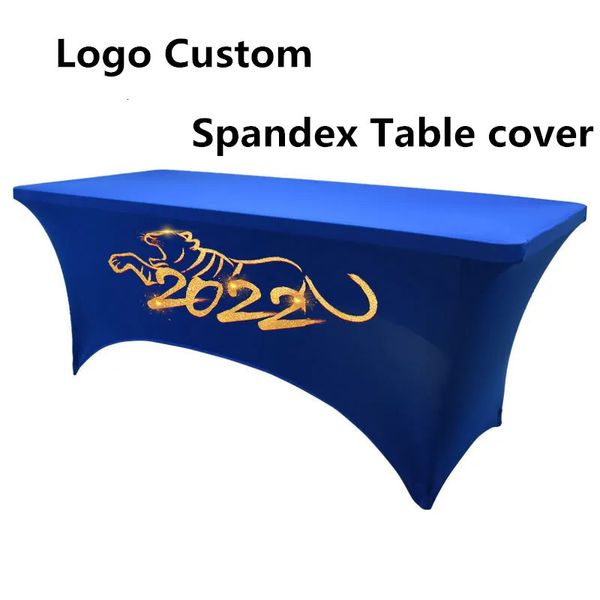Toalha de mesa personalizada spandex tampa de mesa 4ft 6ft 8ft estiramento pano de mesa el banquete casamento exposição balcão decoração toalha de mesa 230928