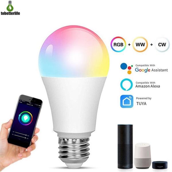 Lâmpada inteligente rgb, 15w, mudança de cor, wi-fi, e27, regulável, compatível com smart life, app google home, alexa2316