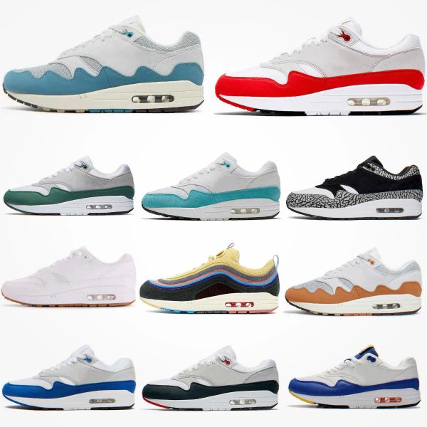 Sapatos casuais max 87 clássico homens mulheres tênis designer 15 patta branco azul amarelo água ruído preto cinza marrom marrom caverna saturno ouro tênis esportivos ao ar livre