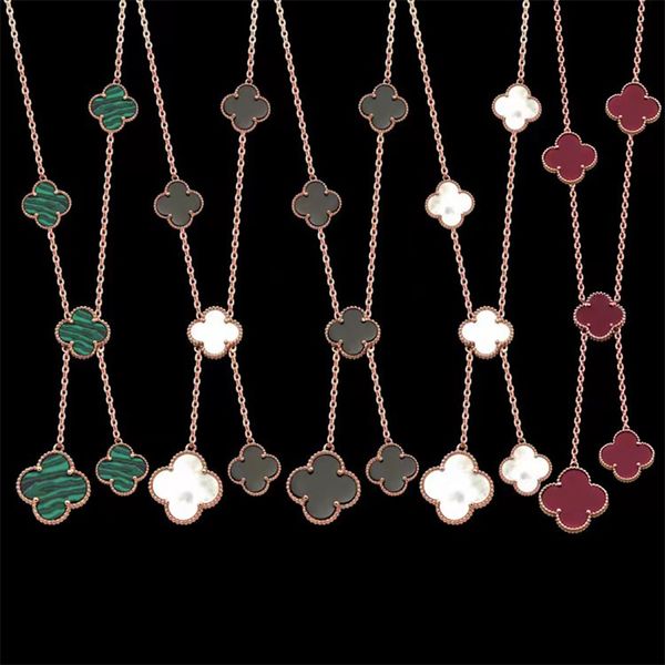 Collana classica di quadrifoglio di marca Collana personalizzata di sei fiori irregolari Collana di stilista per le donne Gioielli in oro 18 carati placcato