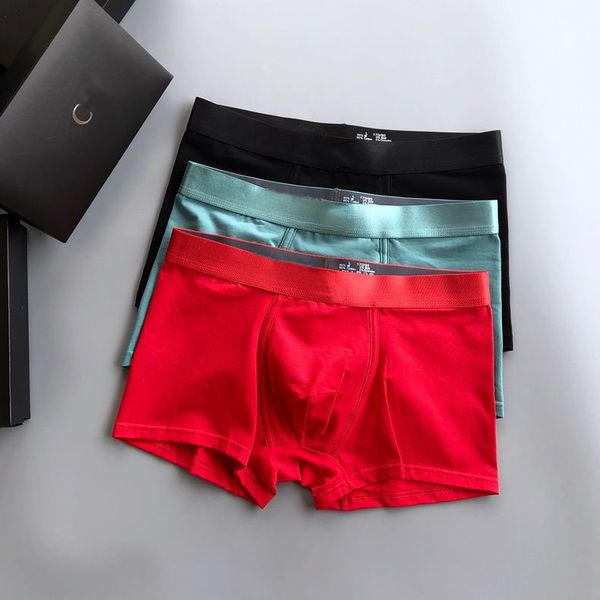 2023 nova alta qualidade roupa interior masculina designer shorts marca roupa interior sexy clássico masculino casual shorts roupa interior de algodão respirável 3 peças por caixa