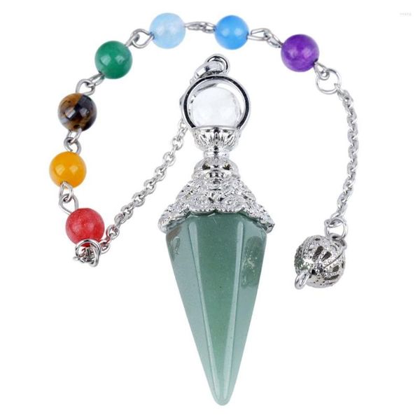 Anhänger Halsketten TUMBEELLUWA Reiki Natürlicher Kristall Sechseckiges Pendel für Wünschelrute Weissagung 7 Chakra Kette Edelstein Stein Punkt Amulett Wicca