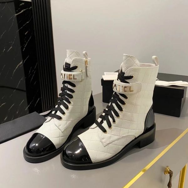 Martin Stivaletti Stivali firmati Knight Boot di qualità Scarpe basse stringate Apertura con cerniera regolabile Stivali da moto Calzature di lusso da donna Scarpe con plateau