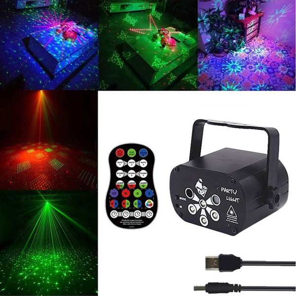 USB wiederaufladbare 120 Muster Laser Projektor Lichter RGB UV DJ Disco Bühne Party Lichter für Weihnachten Halloween Geburtstag Hochzeit Y259y