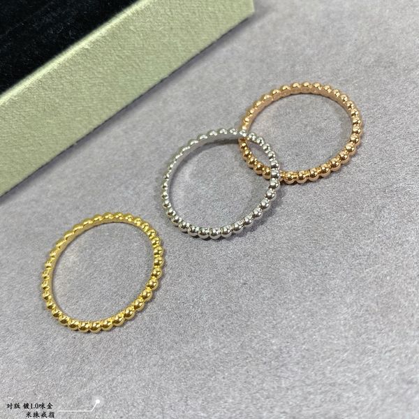 Designer Liebesring Ringe Vintage Band Van Perlee Marke drei Farben Kupfer Perlenkette Charm Ehering für Bräute mit Box Party Geschenk