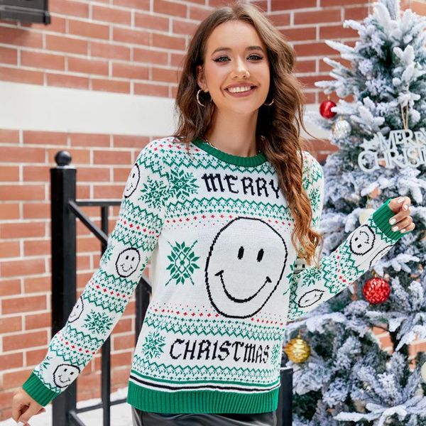 Kadın Sweaters Çirkin Noel Süvari Hayvan Desen Noel Külot Örme Jumper