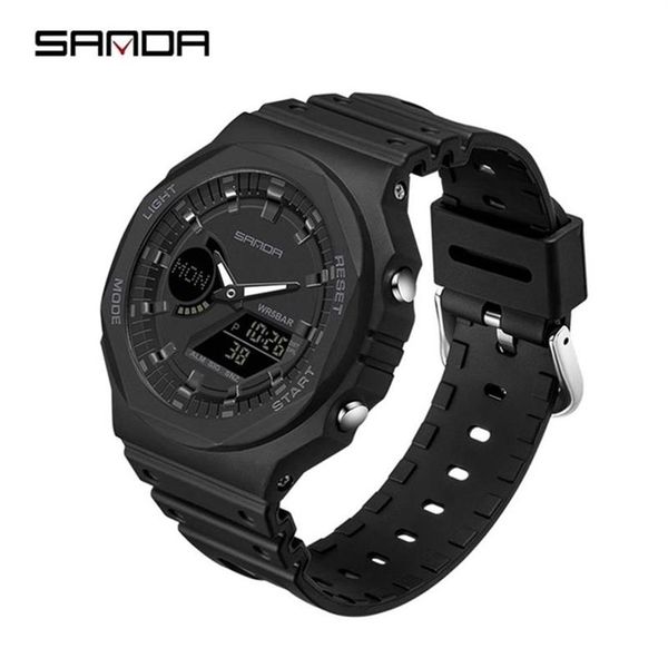 Sanda relógios masculinos casuais 50m à prova dwaterproof água esporte relógio de quartzo para masculino relógio de pulso digital g estilo choque relogio masculino 2205258m