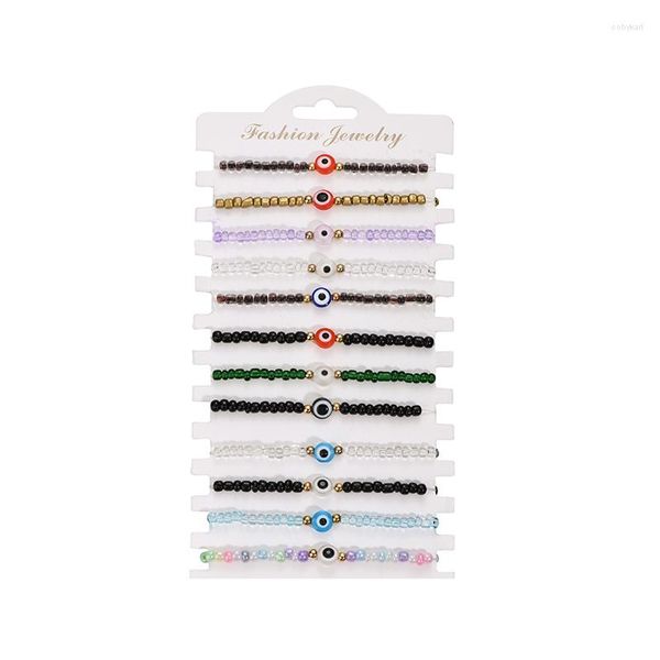 Strang 12 Teile/los Bunte Augen Perlen Elastische Armband Set Frauen Kind Einstellbare Seil Armband Schmuck Geschenke