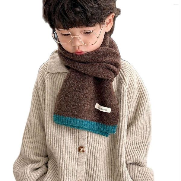 Шарфы, осенне-зимний детский шерстяной вязаный шарф для маленьких мальчиков и девочек, теплая детская шаль, детская шаль на шею