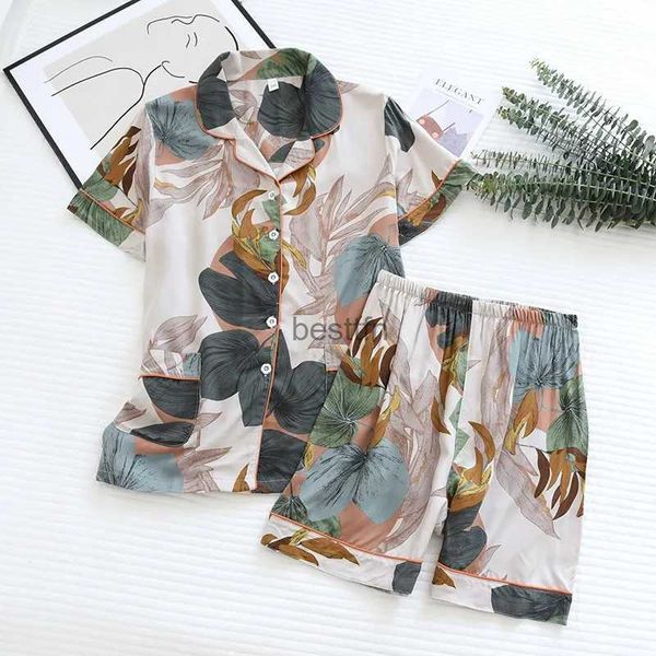 Lounge de sono feminino 100% algodão viscose verão novo pijama feminino seção fina de manga curta estampa floral pijama serviço doméstico senhoras pijamas femininoL231005