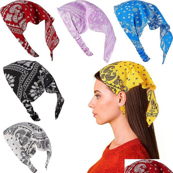 Fasce Nuovo Triangolo Bandana Sciarpa Adt Donna Moda Copricapo Fascia per capelli Bohemia Fascia per capelli Accessori per avvolgere la testa Consegna di goccia Dhpck