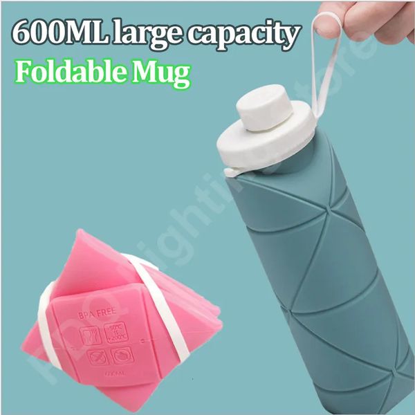 Copos 12 oz reutilizáveis copos dobráveis de silicone com tampa para camping 350ml 500ml portátil dobrável viagem de café 230928