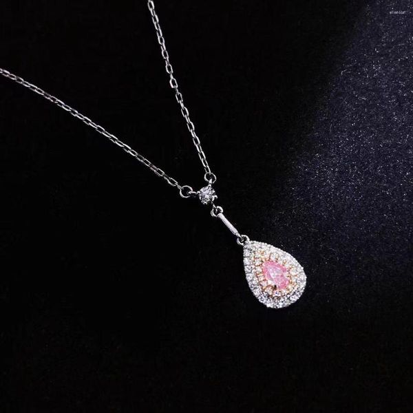 Catene CN2023 Gioielleria raffinata Oro massiccio 18 carati Natura 0,144 ct Diamanti rosa Pendenti Collane per le donne Regali di compleanno