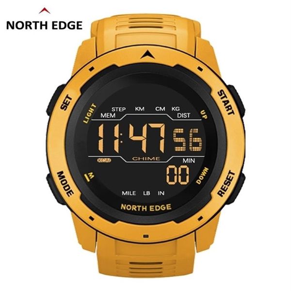 NORTH EDGE Men Relógio Digital Esportes Masculinos Tempo Duplo Pedômetro Despertador À Prova D 'Água 50 M Militar 220212262Y