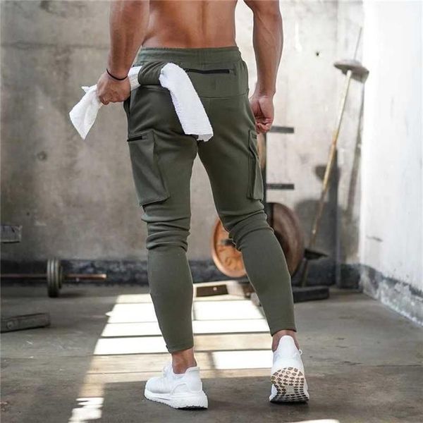 Mens Jogger Pnats Sweatpants Man Gyms Workout Fitness Cotton Trousers Male Casual Fashion Skinny Track Pants Zipper design Pants228W