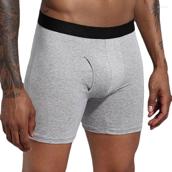 Mutande da uomo boxer lunghi intimo sexy sacchetto aperto per pene mutandine maschili accogliente boxer da uomo in cotone taglie forti L-5XL Ropa Interior Hombre