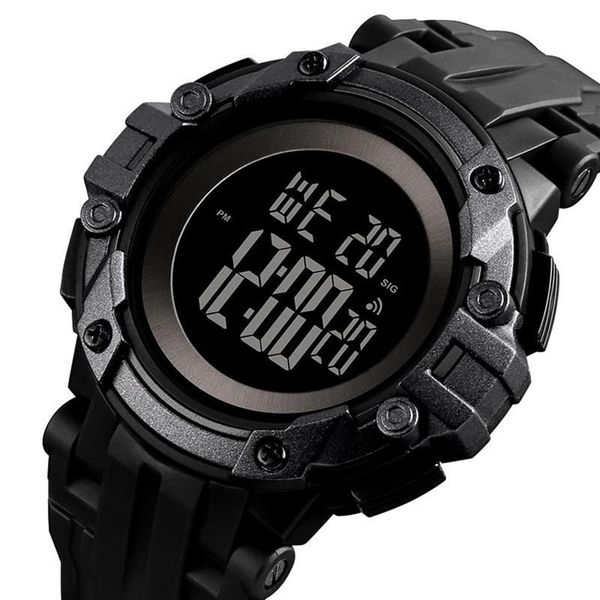 Черные мужские цифровые часы, светящиеся, 50 м, водонепроницаемые, спортивные, противоударные, будильник, мужские электронные часы, Reloj Hombre 1545 Wris2853