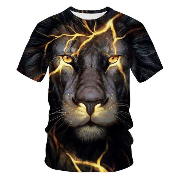 Herren T-Shirts Sommer T-Shirt Oansatz Kurzarm Kleidung Tier Löwe 3D Gedruckt T-Shirt Große Größe S-5XL TopsTees Männer T-shi240v