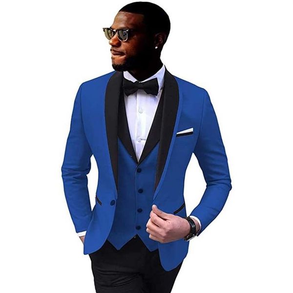 Abiti da uomo Blazer Slim Fit 3 pezzi Groomsmen Giacca Cappotto Gilet Pantaloni Smoking africani Matrimonio Abiti da festa formale Abito da uomo W1217231S