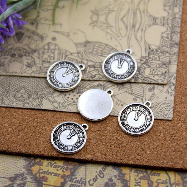 60pcs--27x24mm Antique Silver Plated Clock Charms Pendants for Jewelry Making DIY Handmade Craft219O