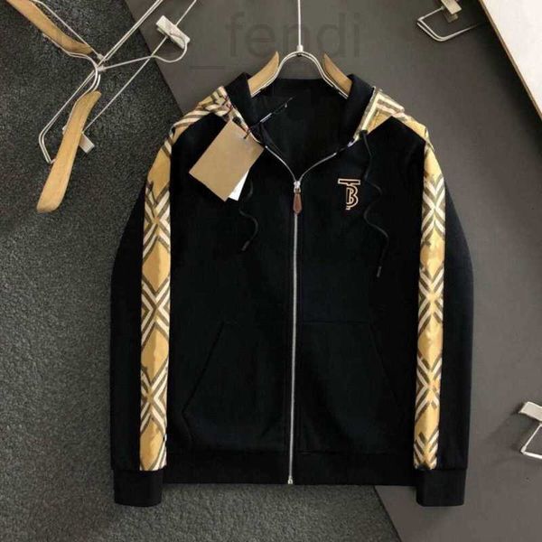 Herrenjacken, bestickte Designer-Jacke, Herren-Kapuzenpullover, Designer-Uni-Jacken, karierte Nähte, Kapuzen-Cardigan, Herren-Damen, reine Baumwolle, Reißverschluss-Sweatshirt, winddicht