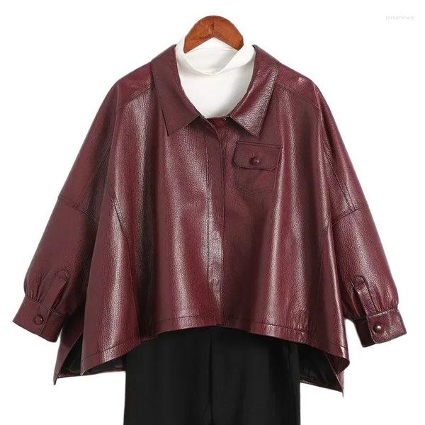 Frauen Leder High-End-Nachahmung Echte Mantel Lokomotive Jacke Kurze Frühling Herbst Koreanischen Stil Cape Casual Oberbekleidung