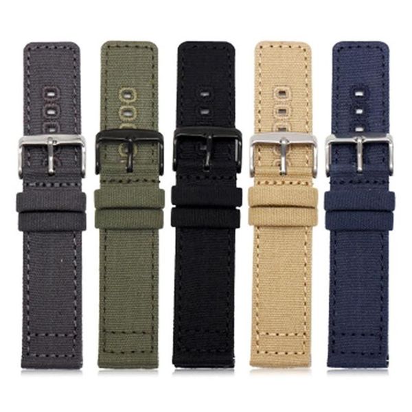 Assista Bandas Beafiry Canvas Band 18mm 20mm 22mm Quick Release Nylon Straps Watchbands Sports para Huawei Preto Azul Green225T