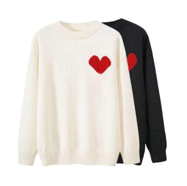 Maglione di design amore cuore Una donna amante cardigan lavorato a maglia scollo rotondo collo alto lettera di moda da donna bianco nero abbigliamento a maniche lunghe Design avanzato 625ess