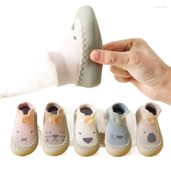 First Walkers Fashion Marke Säugling Baby Krippe Schuhe Junge Booty Geboren Kleinkind Mädchen Gummi Sohle Anti-slip Gestrickte Cartoon Schuhe für 1 Jahr