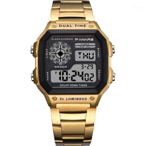 Relógios de pulso masculino quadrado analógico digital g shok relógios de aço inoxidável homens pulseira relógio gshock 50m à prova d'água ao ar livre mult266q