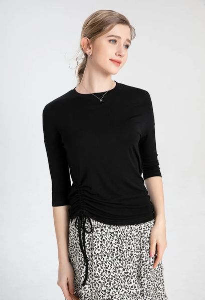 Женские толстовки с капюшоном Распродажа, летняя футболка-стринг из мягкой и дышащей модальной ткани с 34 рукавами, женская одежда 230928