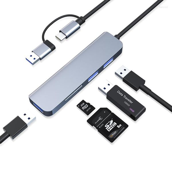 Концентратор 2 в 1 Usb3.0 Устройство чтения карт TF/SD Typec Конвертер с двойной головкой 5 Док-станция