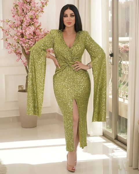 2023 Out Aso Ebi Árabe Bainha Verde Mãe dos Vestidos de Noiva Lantejoulas Lace Evening Prom Festa Formal Aniversário Celebridade Mãe do Noivo Vestidos Vestido ZJ354