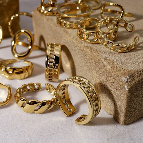 Anelli anello in oro da donna francese anello in acciaio al titanio pregiato regalo di gioielli di compleanno in acciaio inossidabile 002 ZZ