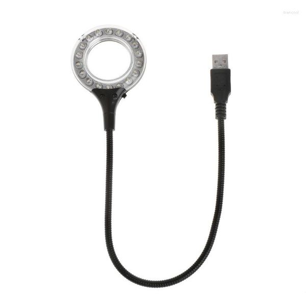 Anello LED Luce USB Tavolo Scrivania 5V Lampadina Luminosa Collo di Cigno Flessibile Regolabile R2LB