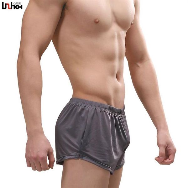 Mens Casual Boxer Shorts Trunk Hohe Qualität Atmungsaktive Eis Seide Höschen Unterhose Sexy Männliche Penis Pouch Unterwäsche Plus Größe XXL2855