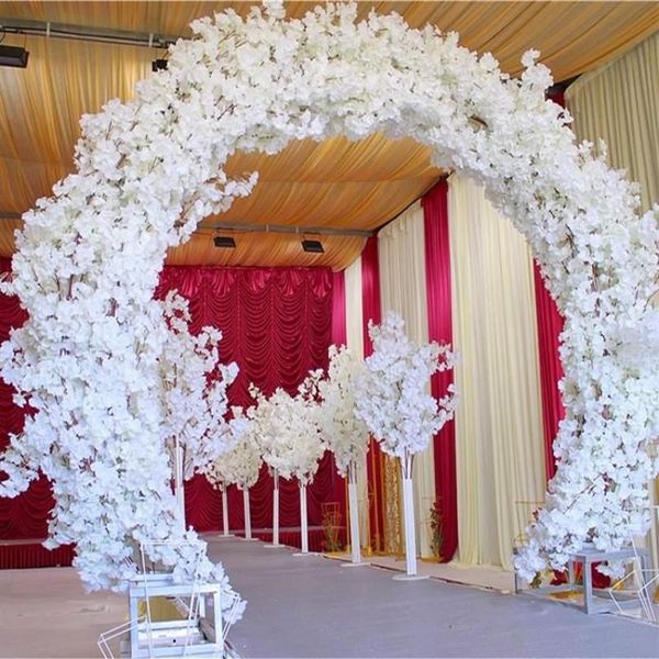 Flores decorativas grinaldas flor de cerejeira artificial flor falsa guirlanda branco rosa vermelho roxo disponível 1 m peças para casamento diy306h