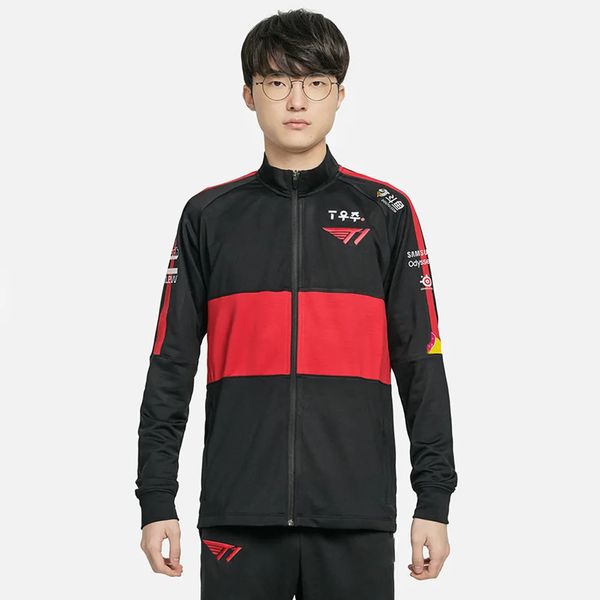 Giacche da uomo Giacca con stampa falsa LOL LCK SKT T1 E-Sport Uniforme della squadra Giocatore Cappotto in jersey Nero a maniche lunghe Fan Donna Uomo Giacche universitarie 230928