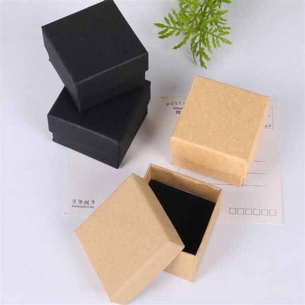 черный цвет крафт-бумаги шкатулка для ювелирных изделий для влюбленных коробка для колец подарочная упаковка коробка из крафт-бумаги для женщин коробка для хранения ювелирных изделий дисплей 5 5 3 8cm282Q